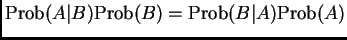 $\mbox{Prob}(A\vert B)\mbox{Prob}(B) = \mbox{Prob}(B\vert A)\mbox{Prob}(A)$