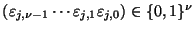 $\left(\varepsilon_{j,\nu-1}\cdots \varepsilon_{j,1}\varepsilon_{j,0}\right)\in\{0,1\}^{\nu}$