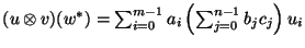 $(u\otimes v)(w^*) = \sum_{i=0}^{m-1} a_i\left(\sum_{j=0}^{n-1} b_jc_j\right)u_i$