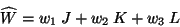 \begin{displaymath}
\widehat{W} = w_{1} \: J + w_{2} \: K + w_{3} \: L
\end{displaymath}