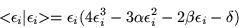 \begin{displaymath}
<\!\! \epsilon _i \vert \epsilon _i\!\! >=\epsilon _i (4\epsilon _i^3 -3\alpha\epsilon _i^2 -2\beta\epsilon _i -\delta )
\end{displaymath}