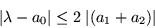 \begin{displaymath}\vert\lambda -a_0\vert \leq 2\; \vert(a_1 +a_2)\vert \end{displaymath}