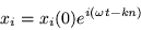 \begin{displaymath}
x_i = x_i(0) e^{i(\omega t-kn)}
\end{displaymath}