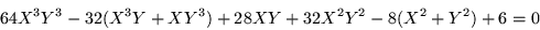 \begin{displaymath}
64X^3Y^3 -32(X^3Y +XY^3) +28XY +32X^2Y^2 -8(X^2 +Y^2) +6 =0
\end{displaymath}