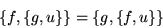 \begin{displaymath}\left\{f,\left\{g,u\right\}\right\}=
\left\{g,\left\{f,u\right\}\right\}\end{displaymath}