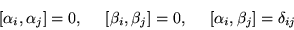 \begin{displaymath}\begin{array}{ccc}
[\alpha_i,\alpha_j] = 0 ,\;\; &
[\beta...
...j] = 0 ,\;\; &
[\alpha_i,\beta_j] = \delta_{ij}
\end{array} \end{displaymath}