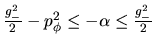 \(\frac{g_-^2}{2} - p_\phi^2 \leq -\alpha \leq
\frac{g_-^2}{2}\)