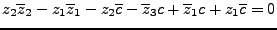 $\displaystyle z_2\overline z_2-z_1\overline z_1 -z_2\overline c-\overline z_3c+\overline z_1c+z_1\overline c = 0
$