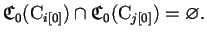 $\displaystyle \mathfrak{C}_{0}({\mathrm{C}_{i[0]}}) \cap \mathfrak{C}_{0}({\mathrm{C}_{j[0]}}) = \varnothing.$