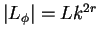 $\vert L_\phi\vert=Lk^{2r}$