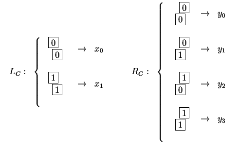 $
\begin{array}{ccc}
\begin{array}{cc}
L_C:&
\left\{
\begin{array}{ccc}
\begin{a...
...\
\end{array}&\rightarrow&y_3 \\ \\
\end{array}\right.
\end{array}\end{array}$