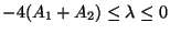 $-4 (A_{1} + A_{2}) \leq \lambda \leq 0$