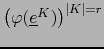 $\left( \varphi ({\underline e}^{K}) \right)^{\vert K\vert=r}$