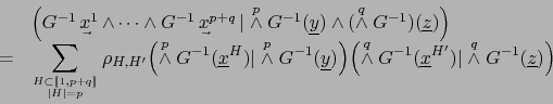 \begin{displaymath}
\begin{array}[b]{ll}
\ &\Bigl( G^{-1} \mathop{\vtop{\ialign{...
...ckrel{q}{\wedge} G^{-1} ({\underline z}) \Bigr) }
\end{array}
\end{displaymath}