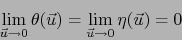 \begin{displaymath}
\lim_{\vec u \to 0} \theta (\vec u) = \lim_{\vec u \to 0} \eta(\vec u) =0
\end{displaymath}