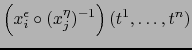 $\displaystyle \left( x_i^\epsilon \circ (x_j^\eta)^{-1} \right) (t^1,\ldots, t^n)$