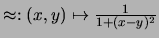 $\approx:(x,y)\mapsto \frac{1}{1+(x-y)^2}$