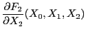 $\displaystyle \frac{\partial F_2}{\partial X_2}(X_0,X_1,X_2)$