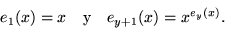 \begin{eqnarray*}{[n_1]} &=& n_1 \\
{[n_1,n_2,\ldots,n_k]} &=& A(n_1,{[n_2,\ldots,n_k]})
\end{eqnarray*}