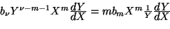 \begin{displaymath}g'(X)f(X)^m=\sum_{\nu\geq 0}\nu b_{\nu}Y^{\nu-m-1}X^m\frac{\textstyle dY}{\textstyle dX}
\end{displaymath}
