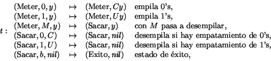 \begin{displaymath}t:\begin{array}{lcll}
(\mbox{\rm Meter},0,y) &\mapsto& (\mbo...
...},\mbox{\it nil\/}) &\mbox{\rm estado de \'exito,}
\end{array}\end{displaymath}