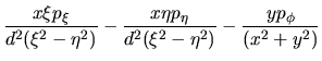 $\displaystyle \frac{x\xi p_{\xi}}{d^2(\xi^2-\eta^2)} -
\frac{x\eta p_{\eta}}{d^2(\xi^2-\eta^2)} -
\frac{y p_{\phi}}{(x^2+y^2)}$
