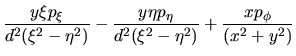 $\displaystyle \frac{y\xi p_{\xi}}{d^2(\xi^2-\eta^2)} -
\frac{y\eta p_{\eta}}{d^2(\xi^2-\eta^2)} +
\frac{x p_{\phi}}{(x^2+y^2)}$