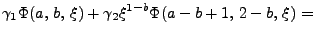 $\displaystyle \gamma_1 \Phi (a, b, \xi) + \gamma_2 \xi^{1-b} \Phi (a - b + 1, 2 - b, \xi) =$
