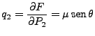 $\displaystyle q_2 = \frac{\partial F}{\partial P_2} = \mu  \mbox{sen}  \theta$