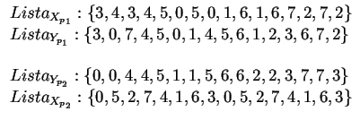 $
\begin{array}{l}
Lista_{X_{p_1}}:\{3,4,3,4,5,0,5,0,1,6,1,6,7,2,7,2\} \\
Lista...
...,3,7,7,3\} \\
Lista_{X_{p_2}}:\{0,5,2,7,4,1,6,3,0,5,2,7,4,1,6,3\}
\end{array}$